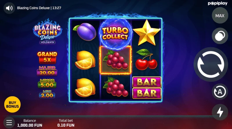 Blazing Coins Deluxe игровой экран